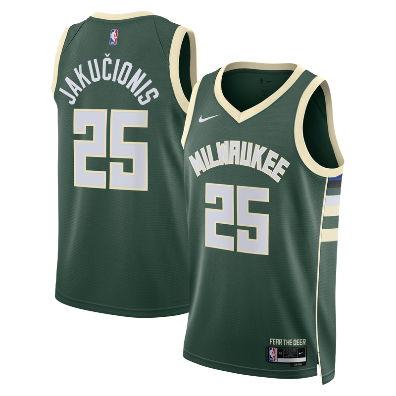 Milwaukee Bucks Icon Edition Swingman Jersey - White - Kasparas Jakučionis