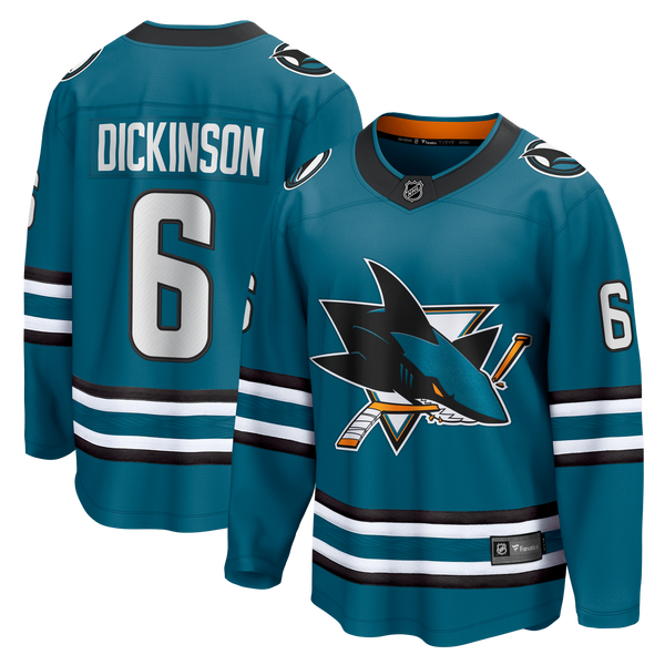 San Jose Sharks Sam Dickinson Teal Home Breakaway Jersey