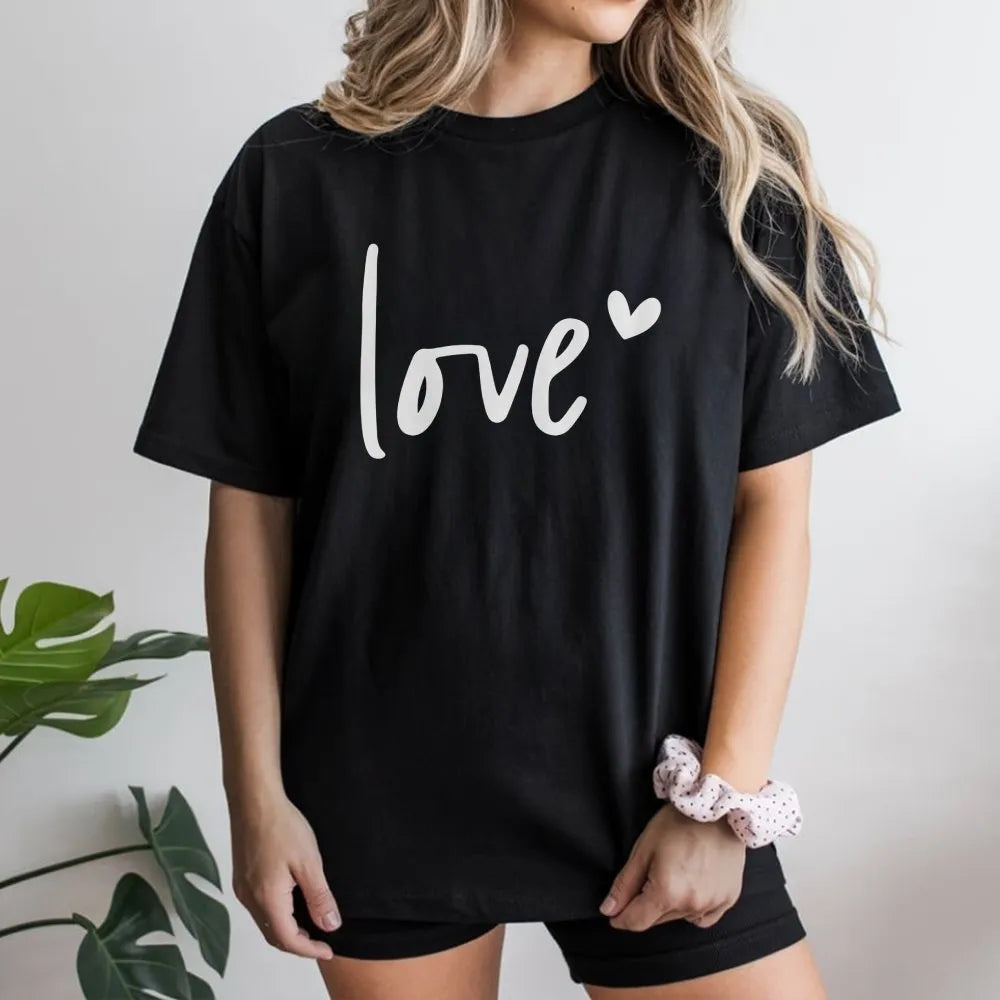 Love Graphic T-Shirt | Minimalist Script Heart Design | Premium Soft Cotton | Romantic Gift For Her Or Him