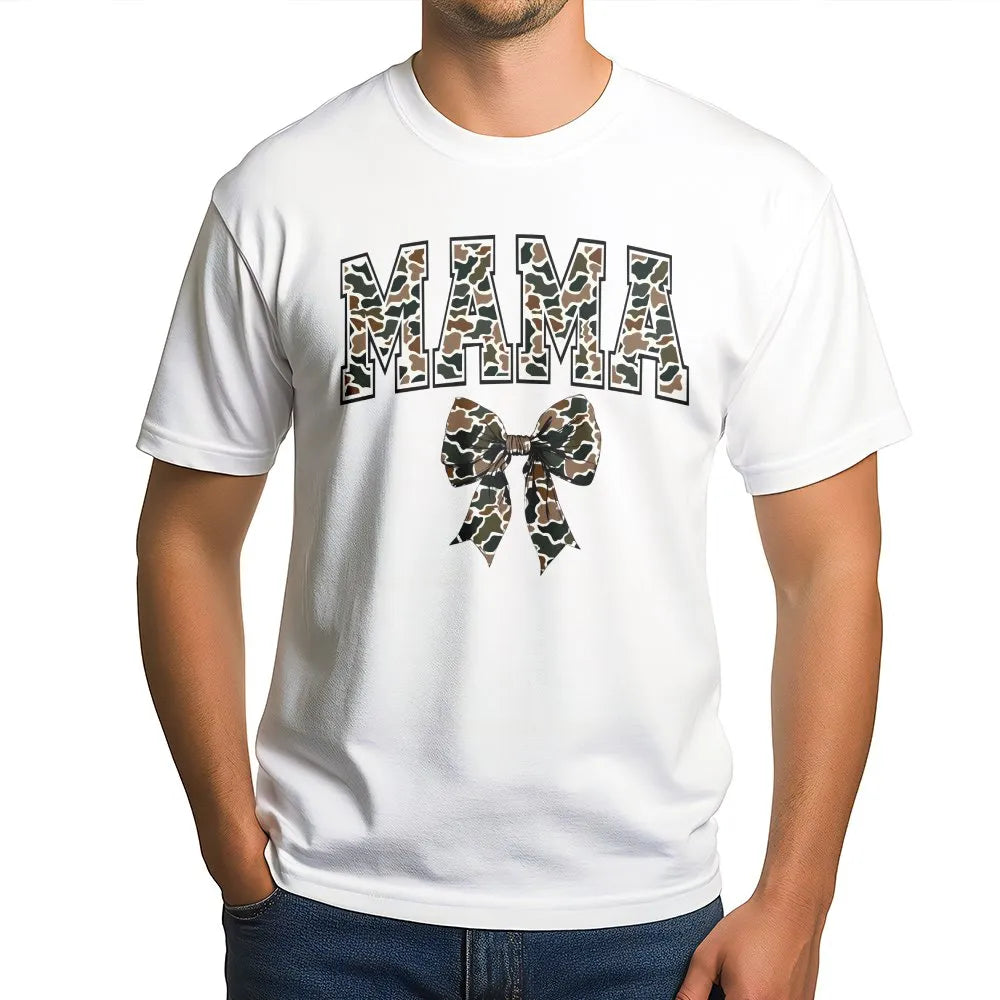 Camo Mama Sweatshirt | Coquette Bow Camouflage Graphic | Premium Cotton Blend | Mother's Day Gift for Mom