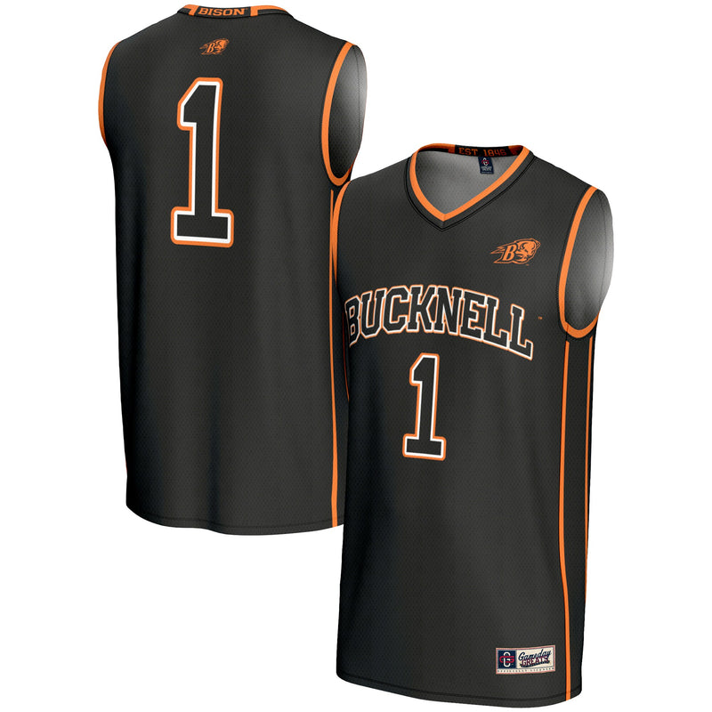 #1 Bucknell Bison Lightweight Basketball Fashion Jersey - Black