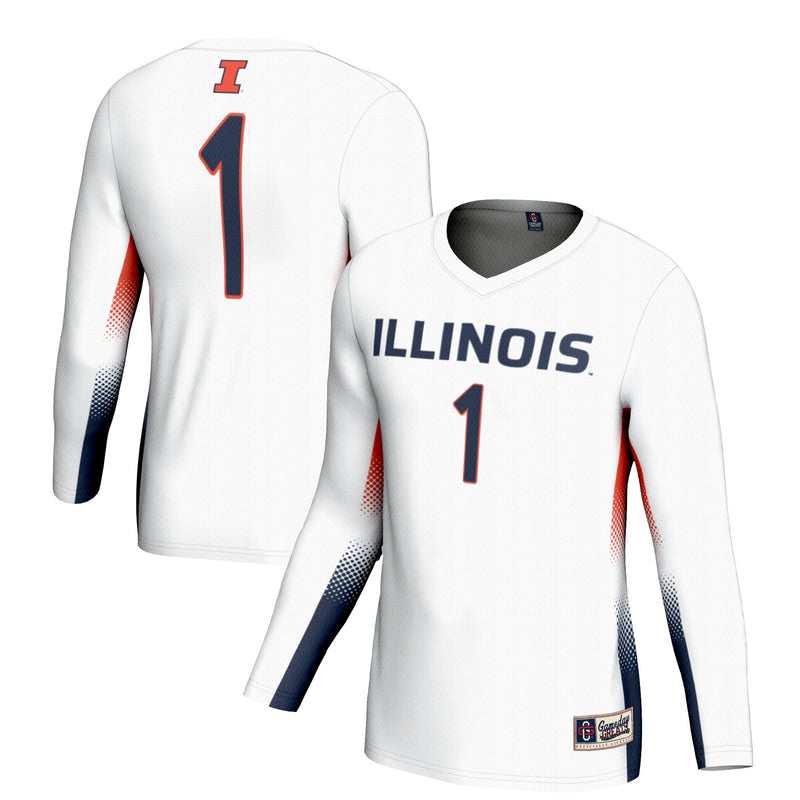 #1 Illinois Fighting Illini Lightweight Volleyball Jersey - White