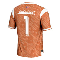 #1 Texas Longhorns Highlight Print Football Fashion Jersey - Texas Orange