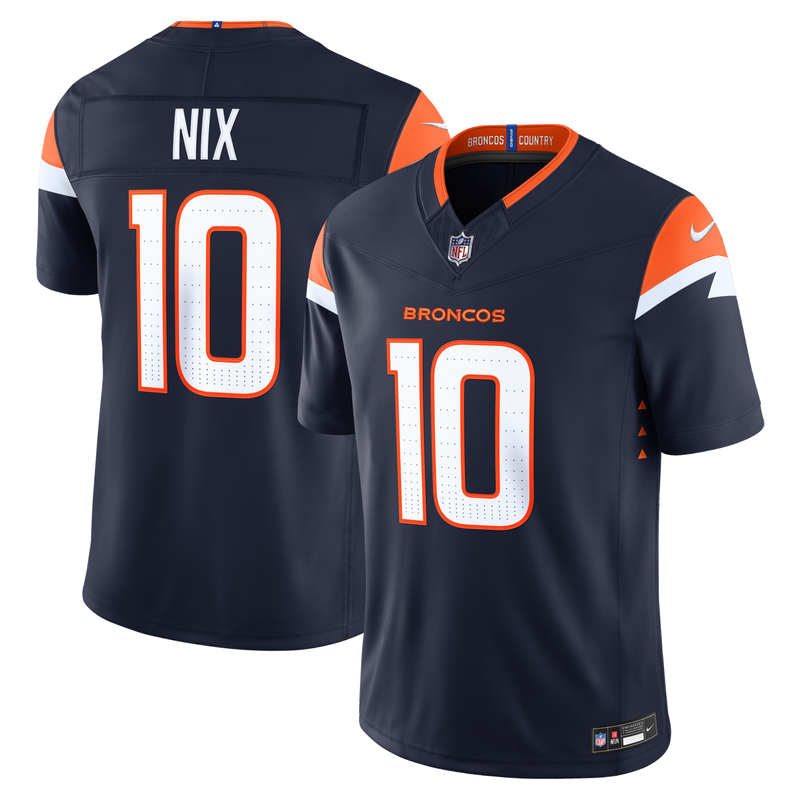 Denver Broncos Bo Nix Navy Alternate Stitched Limited Jersey