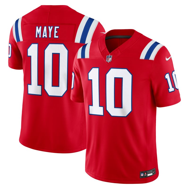 New England Patriots Drake Maye Red Alternate Stitched Limited Jersey