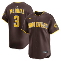 San Diego Padres Jackson Merrill Brown Road Limited Player Jersey