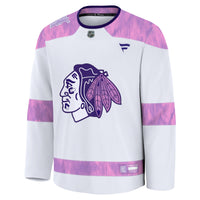 Chicago Blackhawks White 2024 Hockey Fights Cancer Practice Jersey