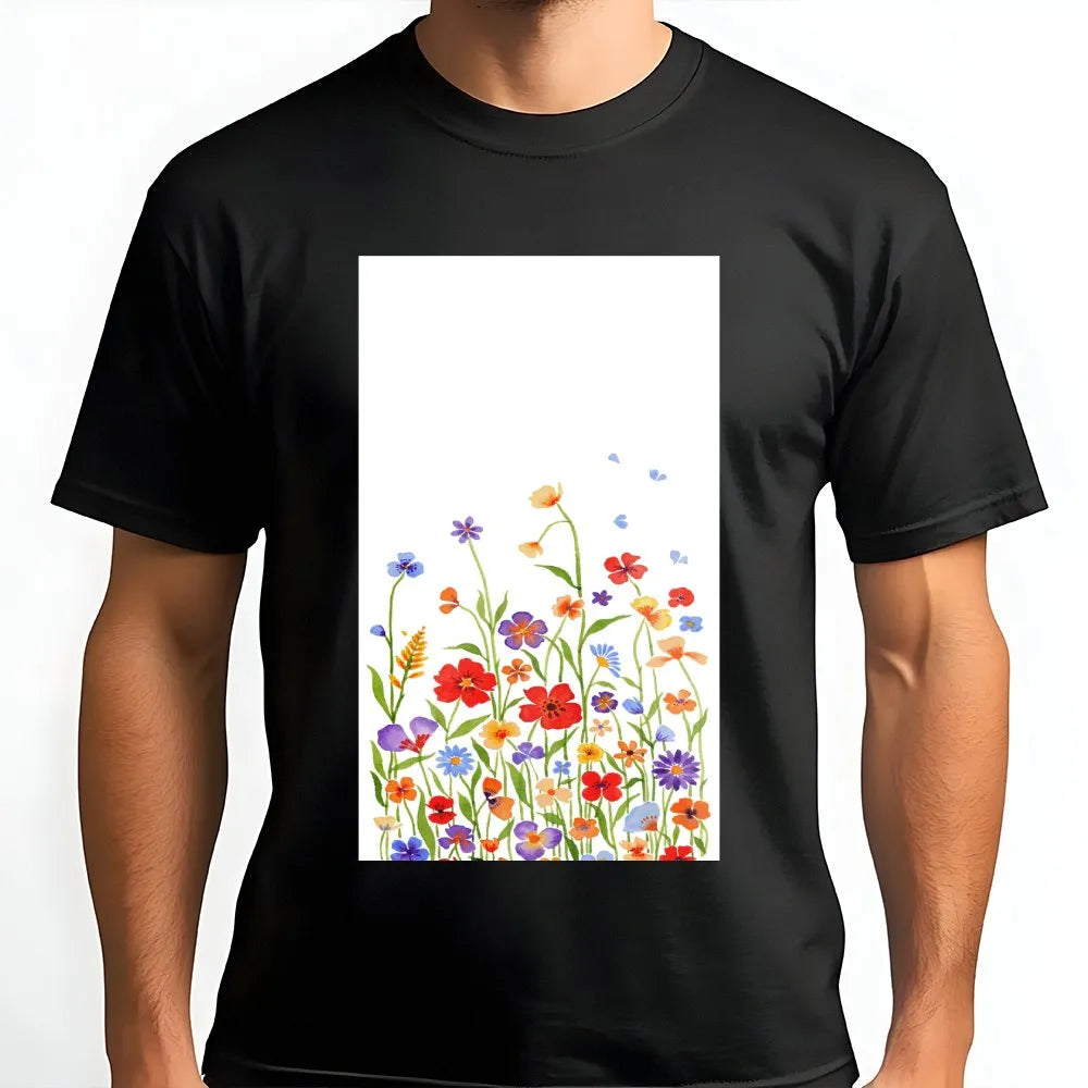 Wildflower T-Shirt | Watercolor Floral Meadow Graphic | Premium Cotton Tee | Botanical Garden Gift for Her