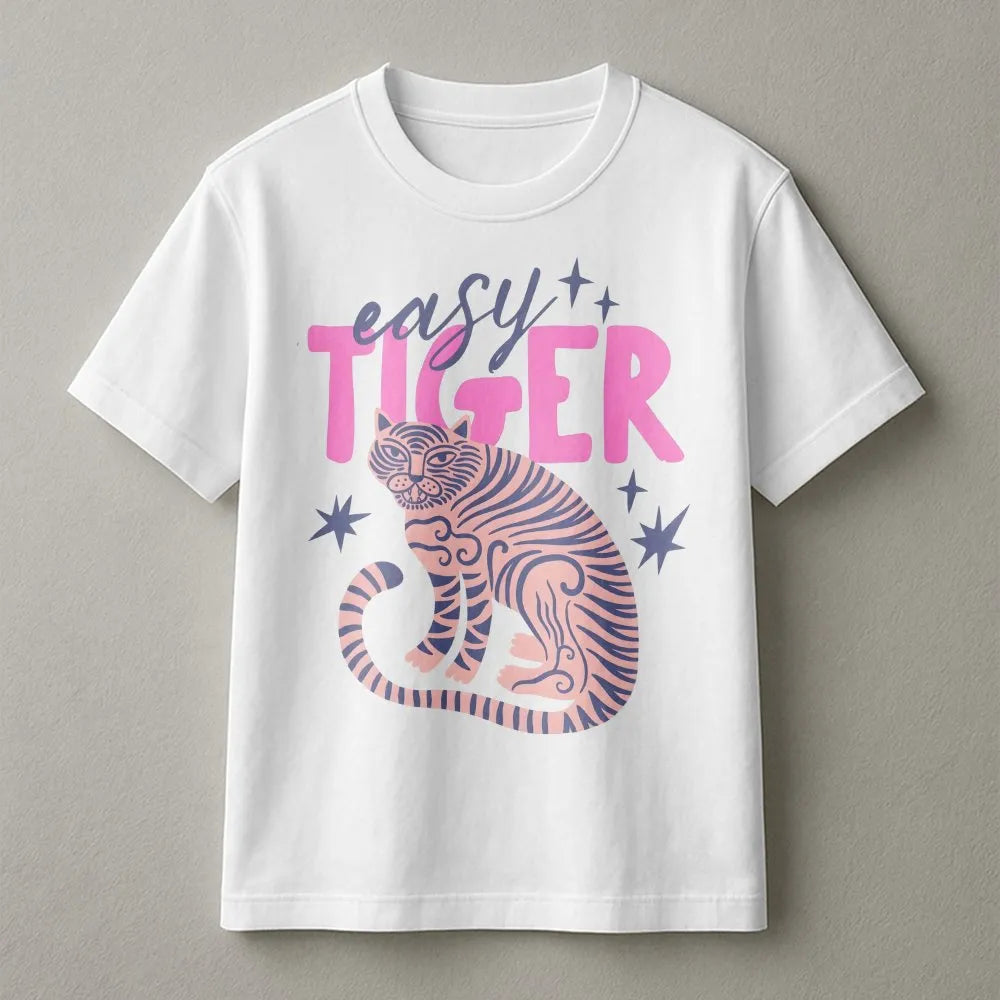 Easy Tiger Sweatshirt | Retro Tiger Graphic | Premium Soft Cotton Blend | Trendy Boho Pullover Gift for Her