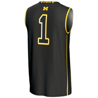 #1 Michigan Wolverines Lightweight Basketball Jersey - Black