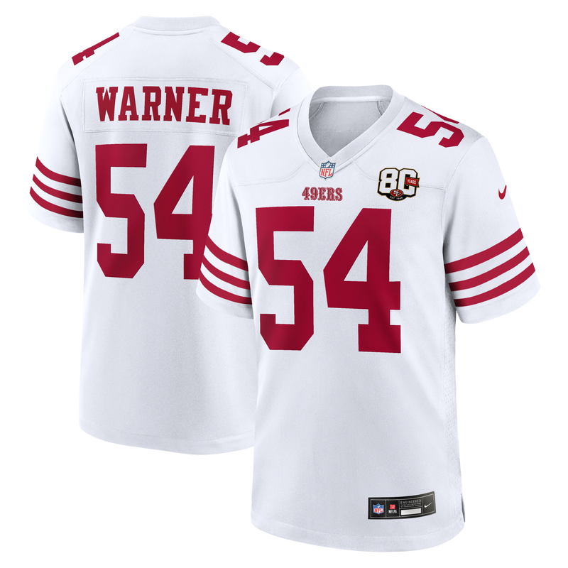San Francisco 49ers Fred Warner White 80th Anniversary Game Jersey