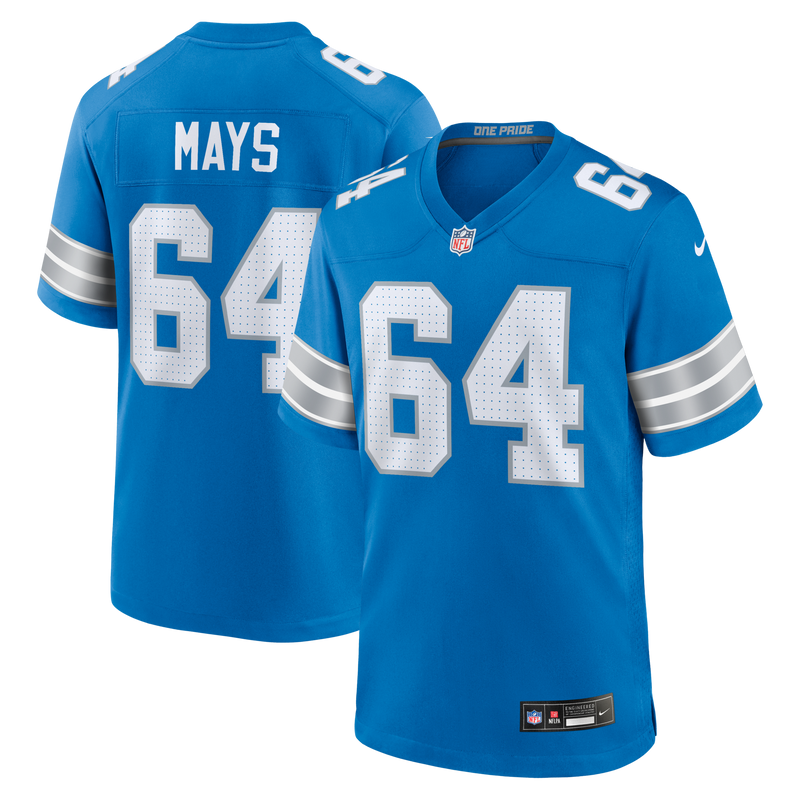 Detroit Lions Cade Mays Blue Team Game Jersey