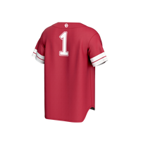 #1 Oklahoma Sooners Lightweight Collegiate Baseball Fashion Jersey - Crimson