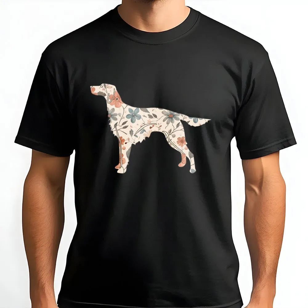 Irish Setter T-Shirt | Floral Dog Silhouette Graphic | Soft Premium Cotton Tee | Dog Mom Gift For Women