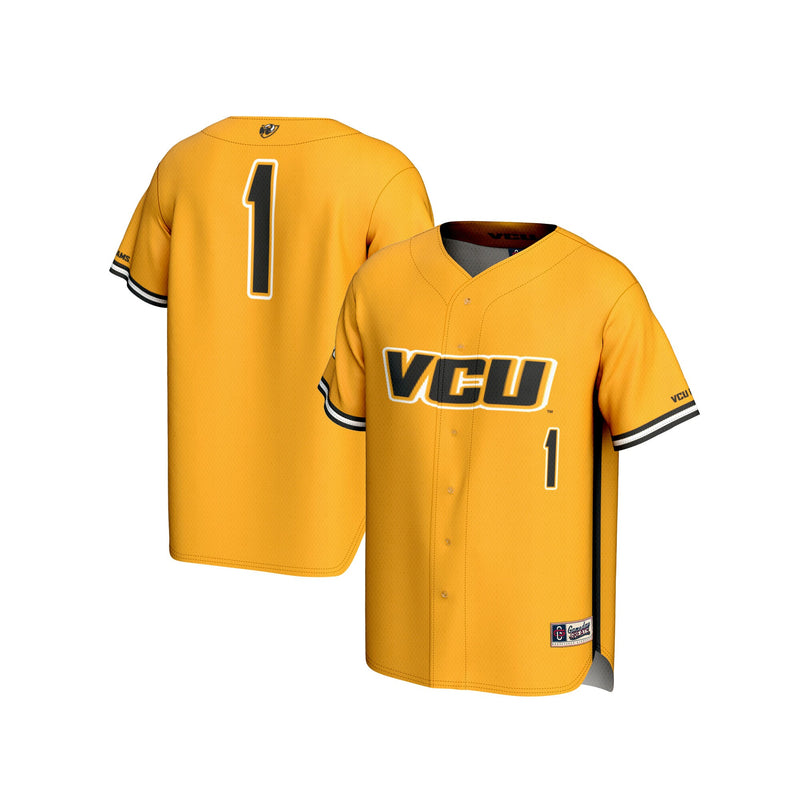 #1 VCU Rams Lightweight Baseball Fashion Jersey - Gold