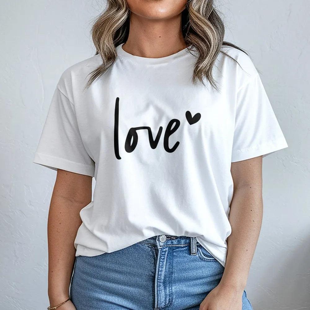 Love Graphic T-Shirt | Minimalist Script Heart Design | Premium Soft Cotton | Romantic Gift For Her Or Him