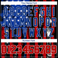 Custom Baseball Jersey - Black Red Royal-White 3D Distressed American Flag Authentic