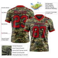 Custom Football Jersey - Camo Red-Navy 3D Pattern Salute To Service Authentic