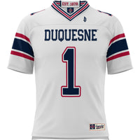 #1 Duquesne Dukes Football Jersey - White