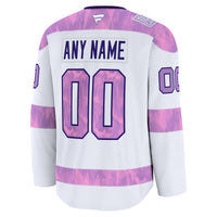 Tampa Bay Lightning White 2024 Hockey Fights Cancer Custom Practice Jersey