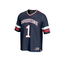 #1 Duquesne Dukes Lightweight Collegiate Football Fashion Jersey - Navy