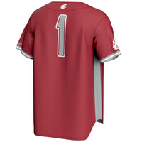 #1 Washington State Cougars Lightweight Baseball Jersey - Crimson