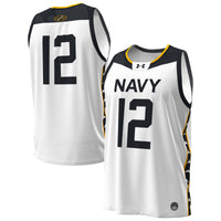 #12 Navy Midshipmen Jolly Rogers Alternate Replica Basketball Jersey - White