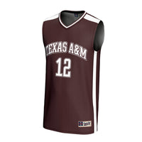 #12 Texas A&M Aggies Lightweight Basketball Fashion Jersey - Maroon
