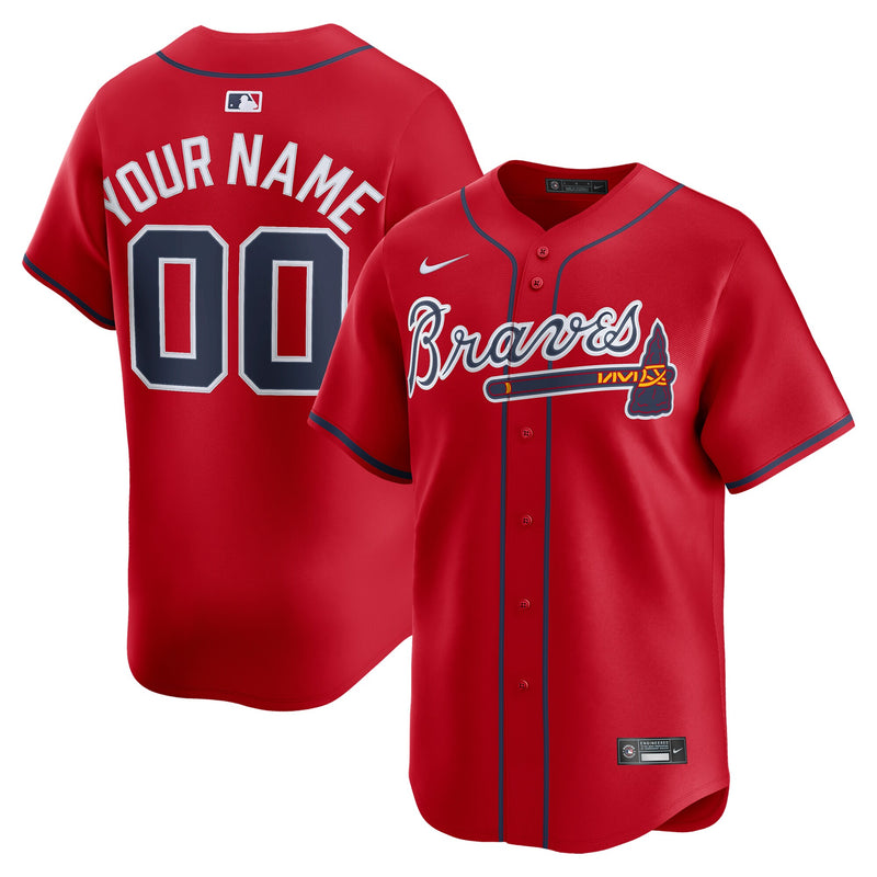 Atlanta Braves Red Alternate Limited Custom Jersey