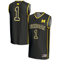 #1 Michigan Wolverines Lightweight Basketball Jersey - Black