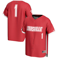 #1 Louisville Cardinals Lightweight Baseball Fashion Jersey - Red