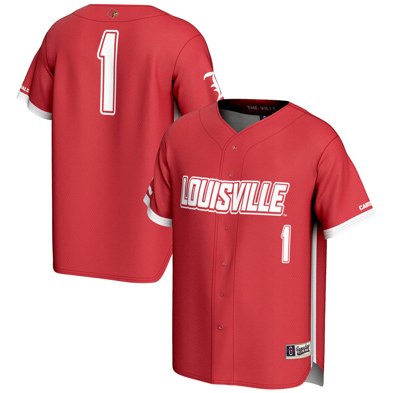 #1 Louisville Cardinals Lightweight Baseball Fashion Jersey - Red