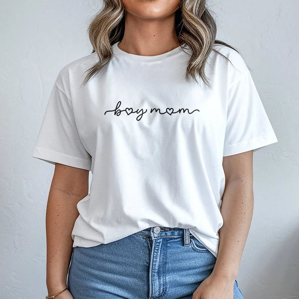 Boy Mom Sweatshirt | Minimalist Heart Script Design | Premium Soft Cotton Blend | Mother's Day Gift for Mom