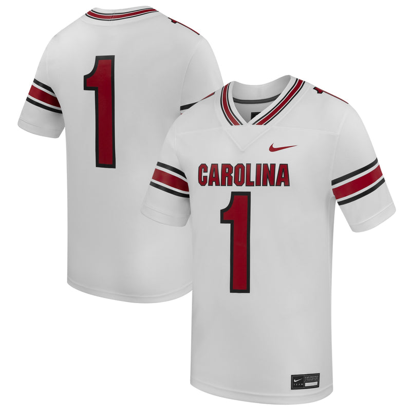 #1 South Carolina Gamecocks Road Replica Football Jersey - White