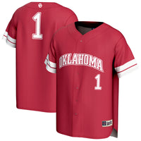 #1 Oklahoma Sooners Lightweight Collegiate Baseball Fashion Jersey - Crimson