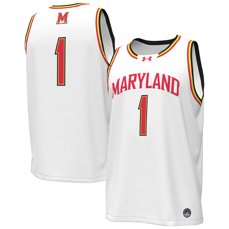 #1 White Maryland Terrapins Replica Basketball Jersey