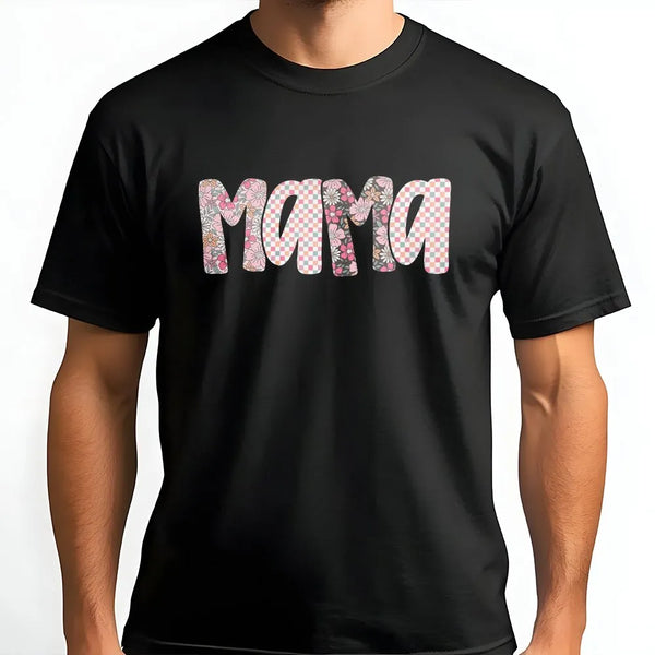 Mama Sweatshirt | Preppy Floral Checkerboard Letters | Premium Cotton Blend | Mothers Day Gift for New Mom