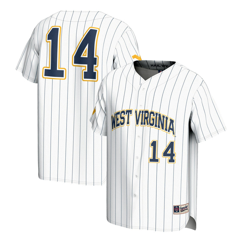#14 West Virginia Mountaineers Lightweight Baseball Fashion Jersey - White