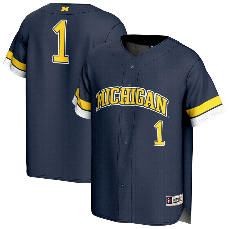 Michigan Wolverines Pick-A-Player Baseball Fashion Jersey - Navy