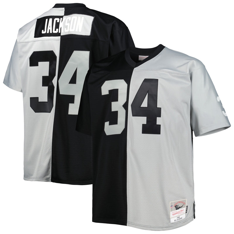 Las Vegas Raiders Bo Jackson Black/Silver Big & Tall Split Legacy Retired Player Replica Jersey