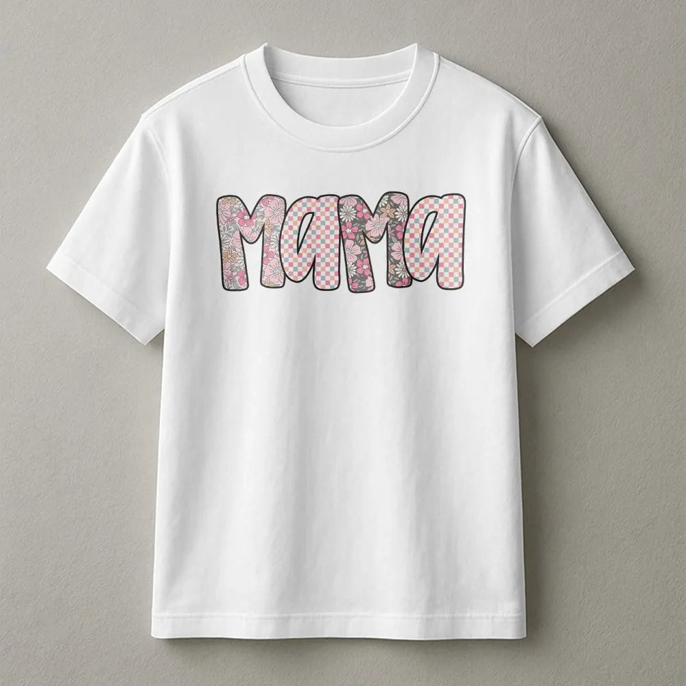 Mama Sweatshirt | Preppy Floral Checkerboard Letters | Premium Cotton Blend | Mothers Day Gift for New Mom