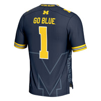 #1 Michigan Wolverines Icon Print Football Fashion Jersey - Navy