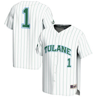 #1 Tulane Green Wave Lightweight Baseball Jersey - White