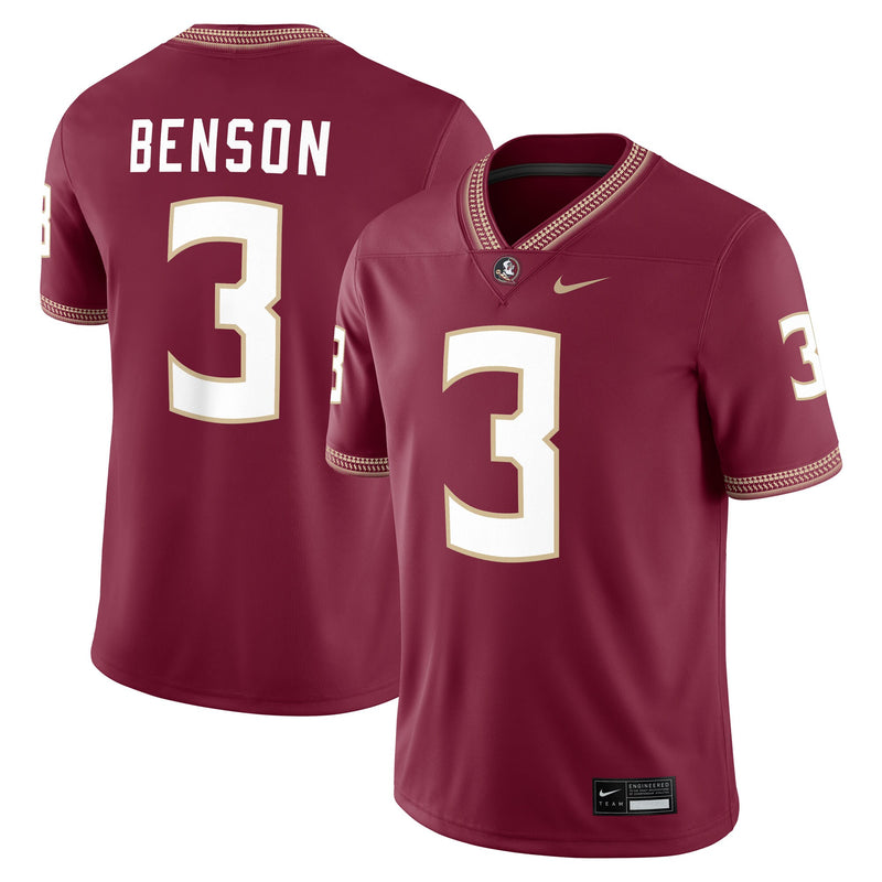 Trey Benson Garnet Florida State Seminoles Player Game Jersey