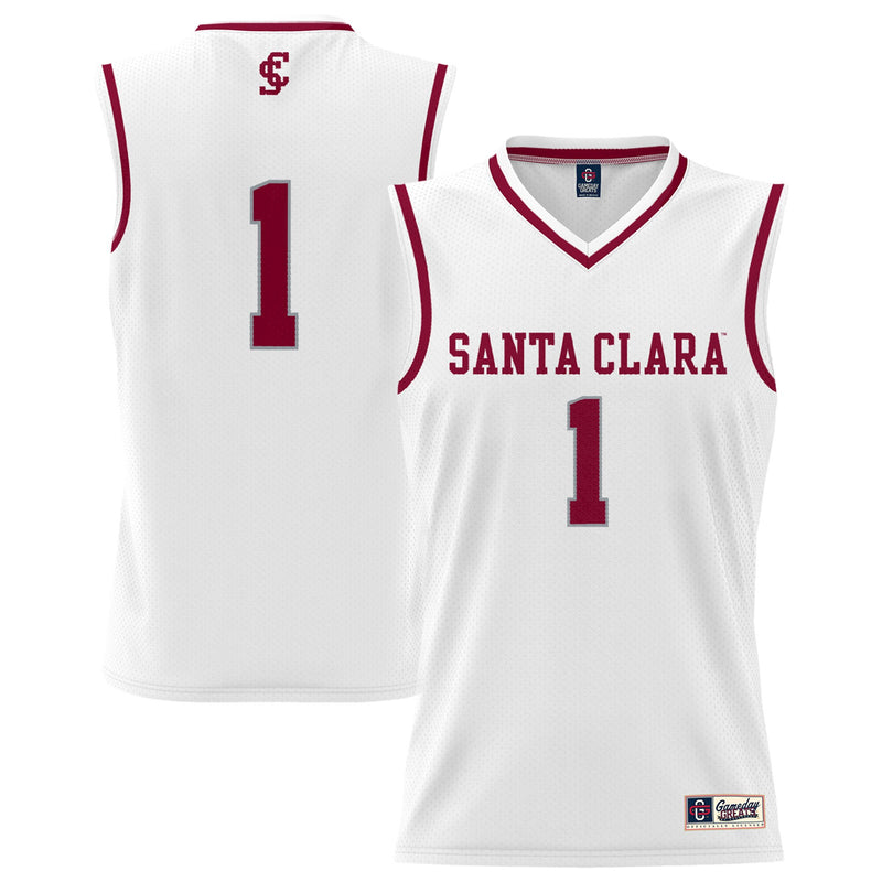 #1 Santa Clara Broncos Lightweight Collegiate Basketball Fashion Jersey - White