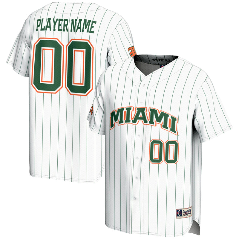 Miami Hurricanes NIL Pick-A-Player Lightweight Baseball Jersey - White