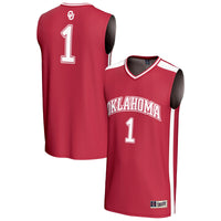 #1 Oklahoma Sooners Lightweight Collegiate Basketball Fashion Jersey - Crimson