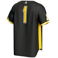 #1 Appalachian State Mountaineers Lightweight Baseball Fashion Jersey - Black
