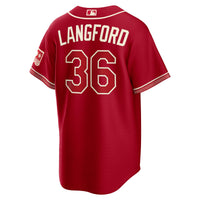 Texas Rangers Wyatt Langford Red 2026 City Connect Stadium Jersey