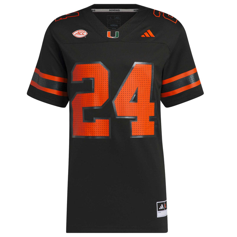 #24 Black Miami Hurricanes Premier Strategy Jersey